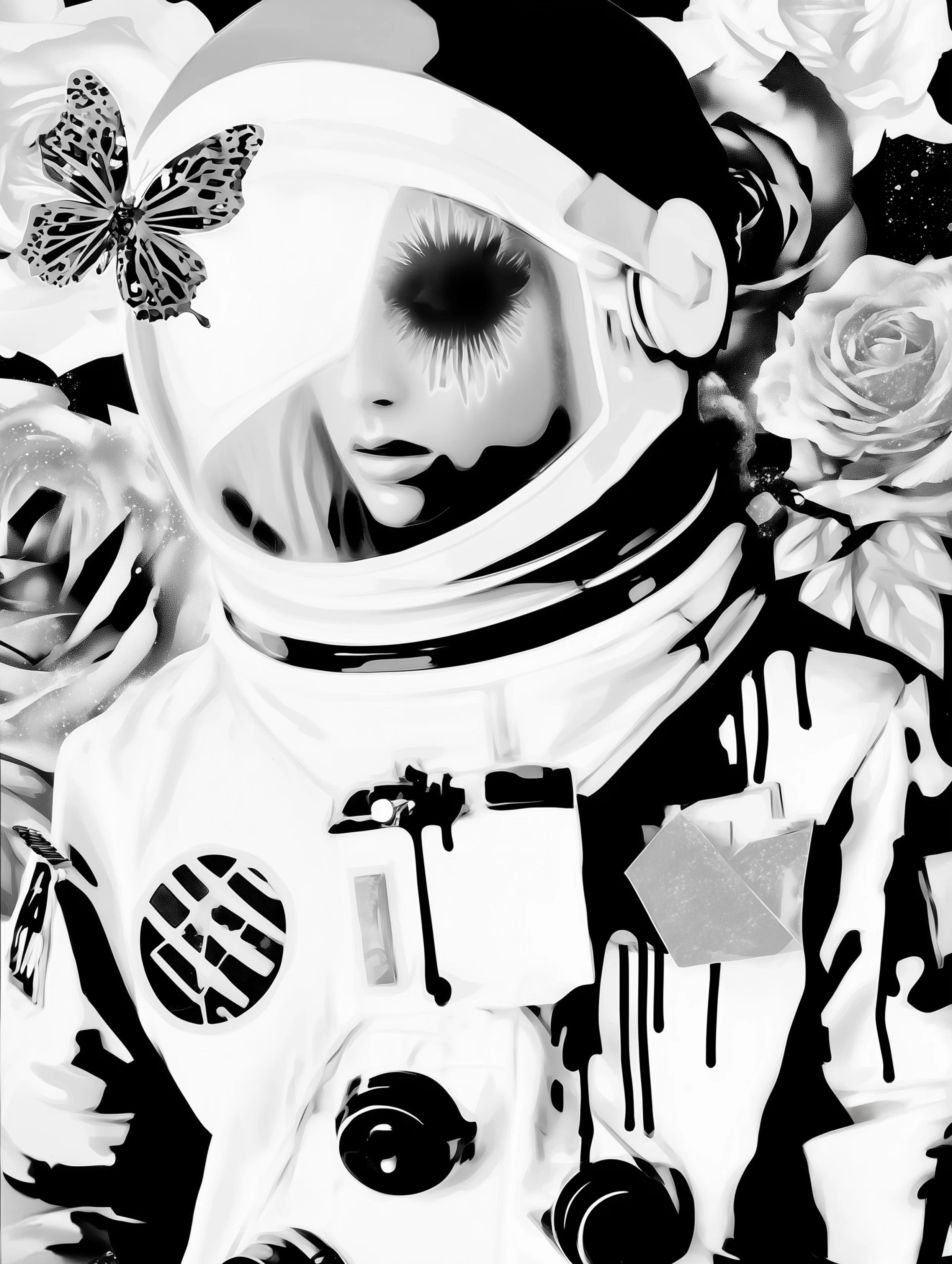 Free printable astronaut coloring pages for adults featuring gothic astronaut